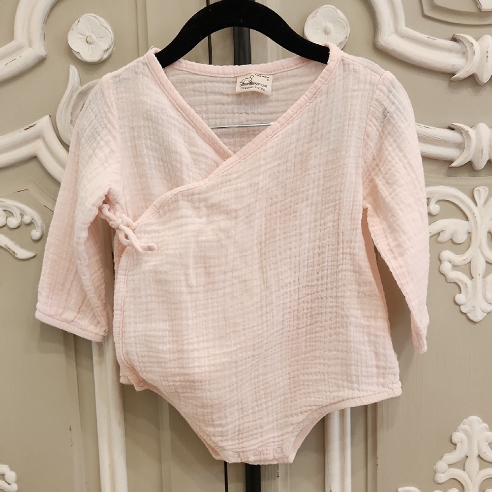 Peter Alexander Baby Girl Organic Cotton Pink Wrap Bodysuit Size 6/ 12 Months